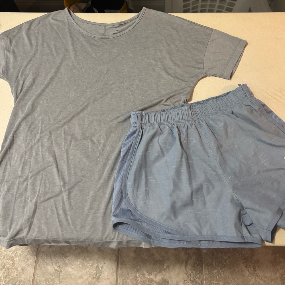 Nike Dri-FIT Light Blue Shorts and Gray Shirt Bundle!!!